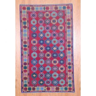 Afghan Hand knotted Soumak Red/ Gold Wool Rug (46 x 76)