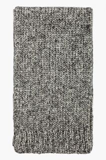 CARVEN Black Mottled Merino Wool Knit Scarf for men