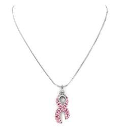 Polished Breast Cancer Awareness Pink Crystal Necklace