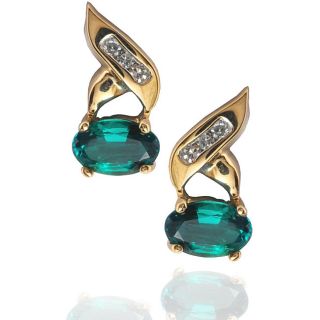 Michael Valitutti 10k Gold Created Emerald and Diamond Earrings Today