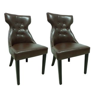 Elegant Brown Faux Leather Parson Dining Chair (Set of 2)