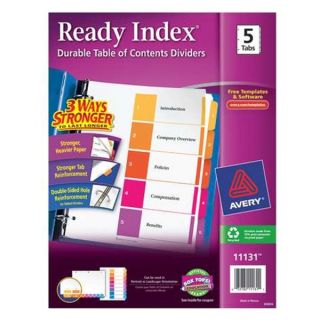 Avery 11131 Index Tab Set, Numbered, 5 Tabs, Multicolor