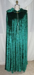 Celtic Cloak with Hood Made in Green Crushed Velvet ~ Fits