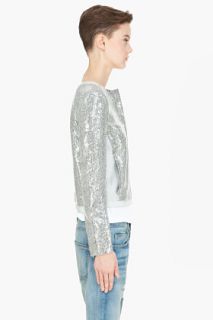 Diane Von Furstenberg Grey Tamali Crystal Tweed Sequin Jacket for women