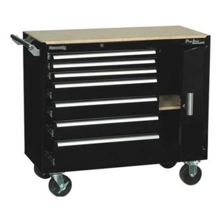 Kennedy 10491BK Rolling Cabinet, 39 3/8 W, 7 Drawer, Black