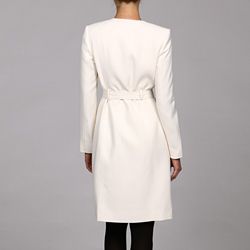 Calvin Klein Womens Cream Self Belt Longer Jacket Suit