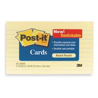 3M 635RMC Self Stick Index Cards, Ruled, 3x5In.PK50