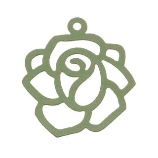 Sea Green Rose Outline Pendant 22mm Stamping By Ezel