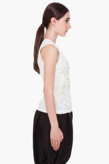 Comme Des Garçons Ivory Embroidered Tank for women