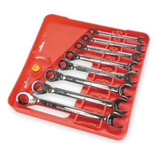 Westward 1LCE2 Ratcheting Wrench Set, SAE, 12 pt., 8 PC