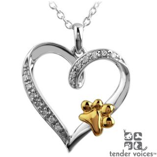 ASPCA Tender Voices Silver Diamond Accent Paw on Heart Necklace Today