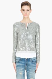 Diane Von Furstenberg Grey Tamali Crystal Tweed Sequin Jacket for women