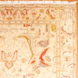 1950s Semi Antique Turkish Hand knotted Oushak Beige/Salmon Wool Rug