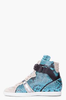 Barbara Bui Turquoise Python Skin Sneakers for women