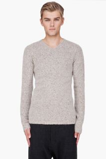 Rick Owens Taupe Baby Alpaca Knit Sweater for men