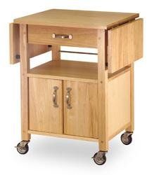 Kitchen Cart, Double Drop Leaf, Cabinet with shelf Beech