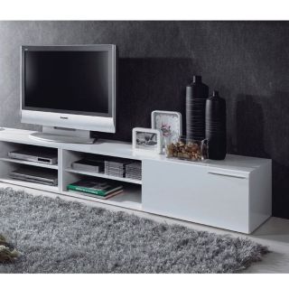 KIKUA Meuble TV 130cm Blanc brillant   Achat / Vente MEUBLE TV   HI FI