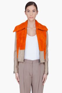 3.1 Phillip Lim Orange Shearling Trompe Loeil Jacket for women