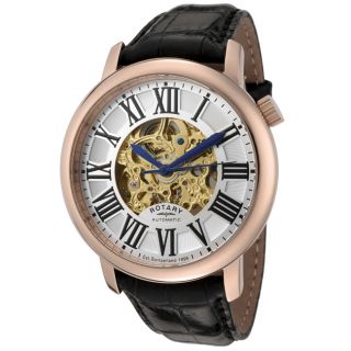 Rotary Mens Black Leather Watch