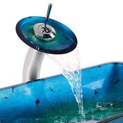 Kraus Galaxy Fire Blue Rectangular Sink/ Waterfall Faucet