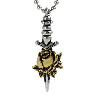Journee Collection Stainless Steel Sword and Goldtone Rose Necklace