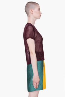 Opening Ceremony Burgundy Lurex Knit T shirt for women