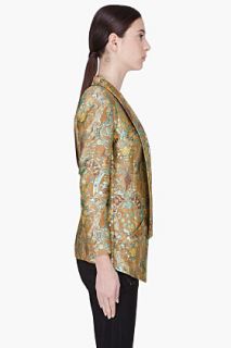 Barbara Bui Mustard & Mint Silk Jacquard Blazer for women