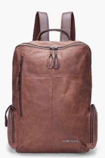 Diesel Brown Leather Forward Backpack for men