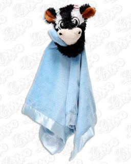 La Moo Cow Security Blanket Blue with rattle Baby