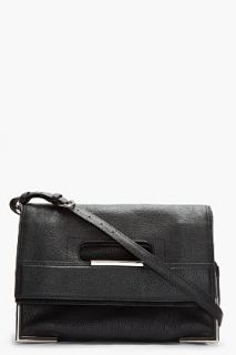 3.1 Phillip Lim Black Leather Cut out Handle Foldover Tote for women