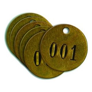 40026 #76 #100 1 1/2Diax3/16Hole Brass Round NumberdTag 25Pc Set