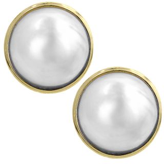 14k Gold Cultured Mabe Pearl French Clip Earrings