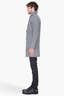 John Varvatos Grey Alpaca Knit Jacquard Cardigan for men