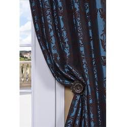 Mediterranean Blue Faux Silk 120 inch Curtain Panel