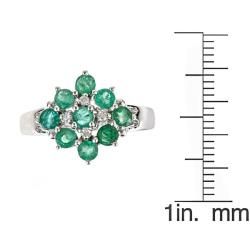 Yach Sterling Silver Zambian Emerald and Diamond Ring