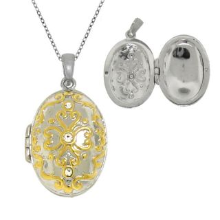 Two tone Filigree Oval Locket Necklace