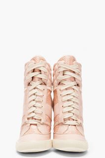 Chloe Pink Snakeskin Wedge Sneakers for women