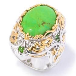 Michael Valitutti Two tone Green Turquoise and Chrome Diopside Ring