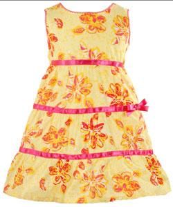 BT Kids Infant Girls Yellow Sleeveless Ruffle Dress