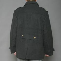 Imperious Mens Charcoal Grey Wool blend Double breasted Military