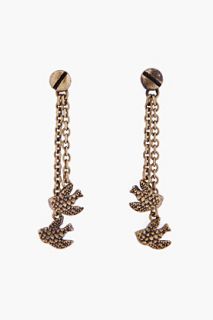 Marc By Marc Jacobs Gold Textured Flight Pendant Earrings for women