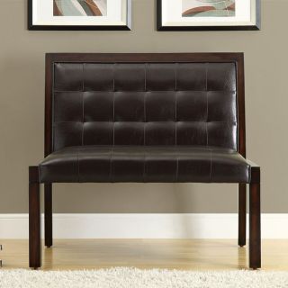 Dark Brown Leather Look Cappuccino Wood Bench Today $329.99 5.0 (1