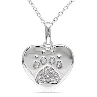 Miadora Sterling Silver Diamond Dog Lovers Necklace (H I, I2 I3