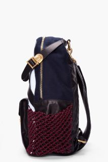 Marc Jacobs Navy & Grey Reflective Leather Trimmed Backpack for men