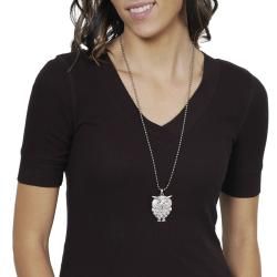 Journee Collection Base Metal Acrylic Stone Owl Necklace