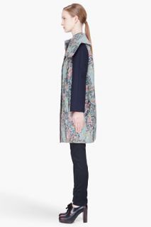 CARVEN Blue Patterned Jacquard Coat for women