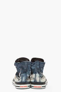 Diesel Indigo Distressed Denim Exposure I Sneakers for men