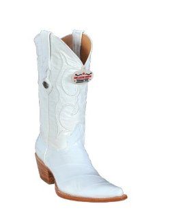Los Altos Ladies White Eel Cowgirl Boots Shoes