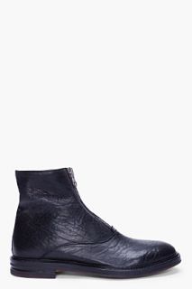 Alexander McQueen Black Leather Zip Boots for men