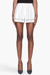 3.1 Phillip Lim White Silk Piped Pajama Shorts for women